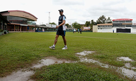 England were frustrated by rain in Colombo as their final warm-up match was abandoned without a ball being bowled.