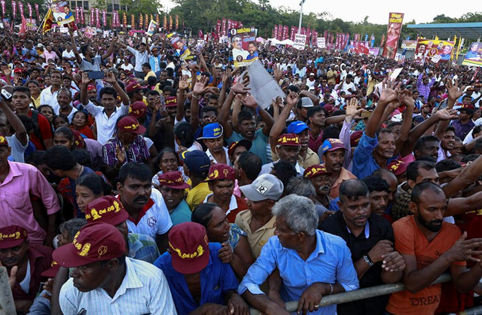 Supporters of Presidential candidate Gotabaya Rajapaksa in Sri Lanka