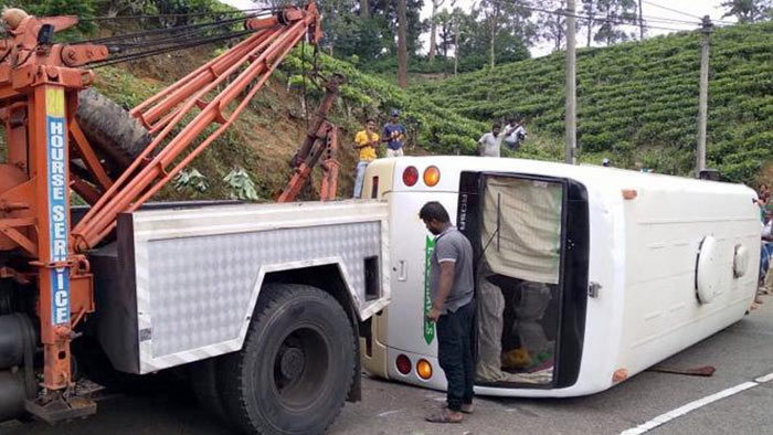 Bus accident in Nuwara Eliya - Gampola road in Sri Lanka