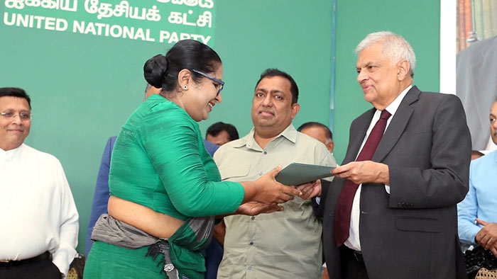 Ranil Wickremesinghe and Akila Viraj Kariyawasam at UNP Head Office Sirikotha Sri Lanka