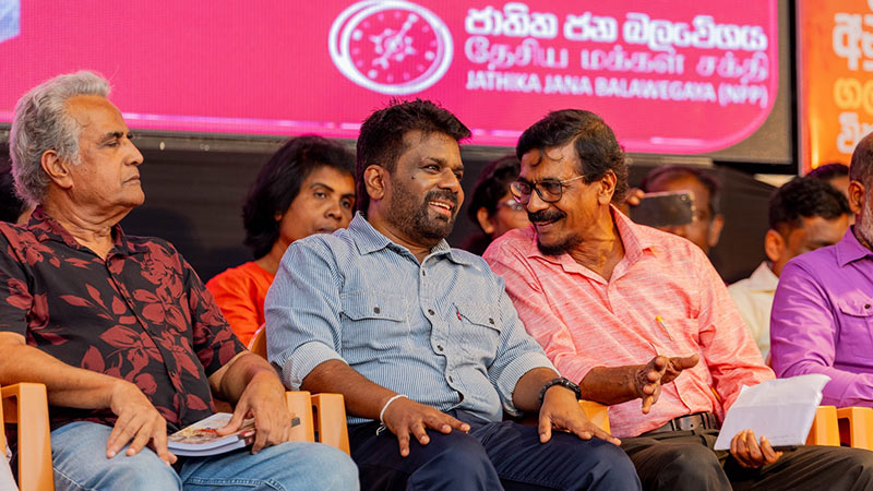 Anura Kumara Dissanayake with Tilvin Silva at the Galgamuwa NPP rally