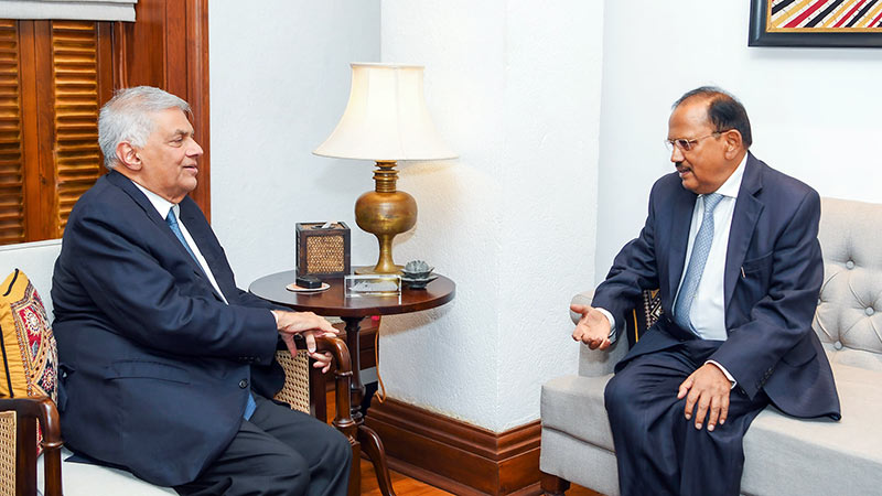 India's National Security Advisor Ajit Doval meets Sri Lankan President Ranil Wickremesinghe