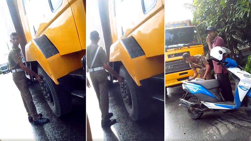 Sri Lankan Police sergeant suspended for illegally deflating lorry tire in Wattala