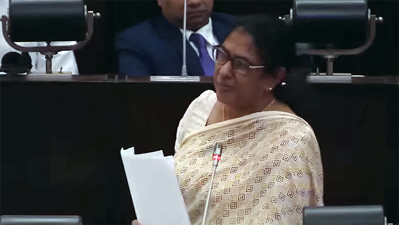 Thalatha Athukorala speaks at the Parliament of Sri Lanka