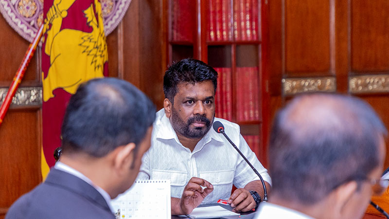 Sri Lankan President Anura Kumara Dissanayake engages in a meeting