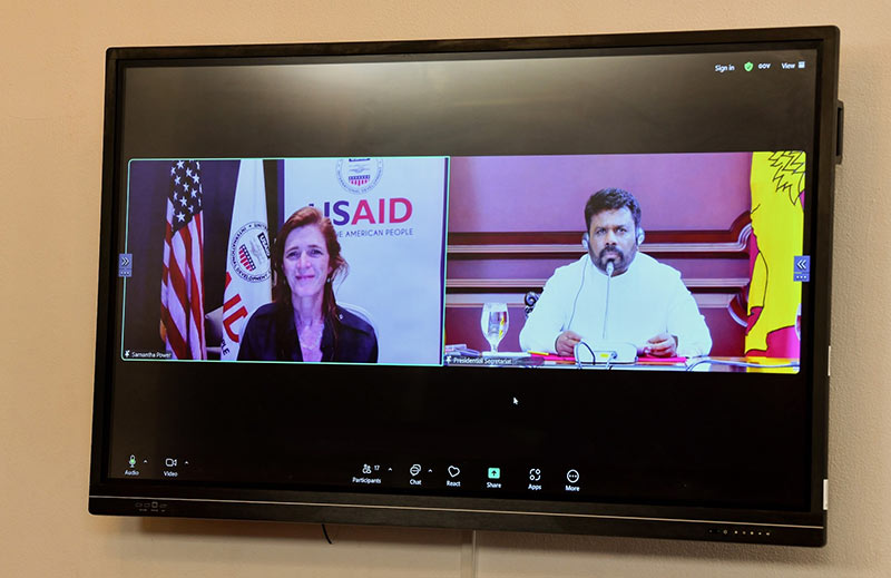 Sri Lankan President Anura Kumara Dissanayake with USAID Administrator Samantha Power