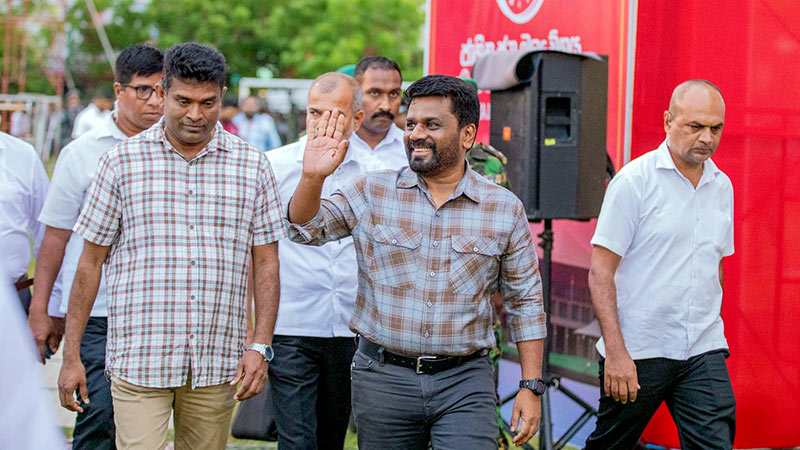 Sri Lankan President Anura Kumara Dissanayake at NPP rally in Tangalle