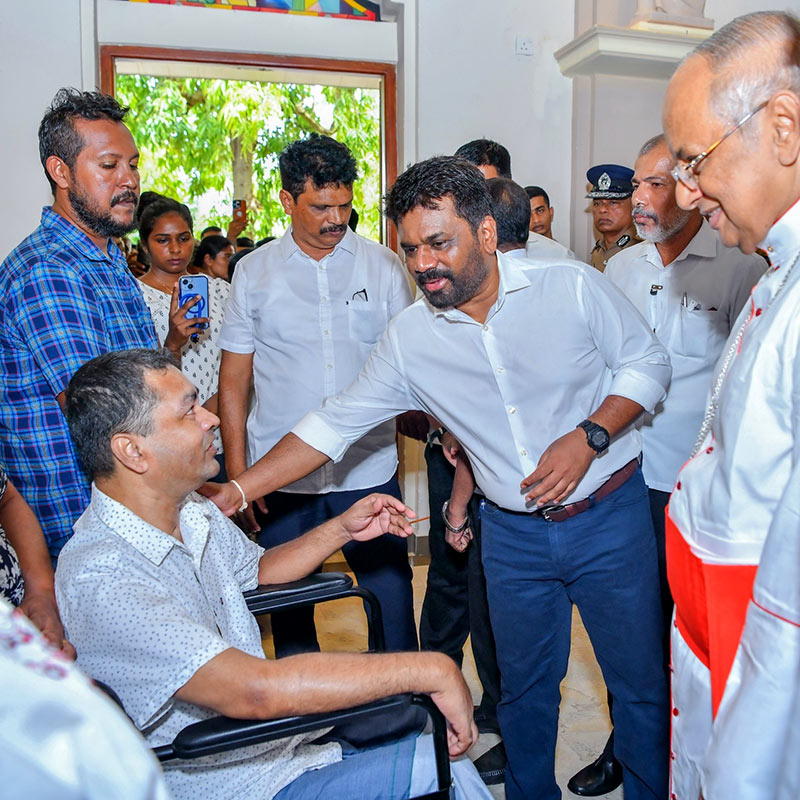 Sri Lankan President Anura Kumara Dissanayake at St. Sebastian's Church in Katuwapitiya, Negombo