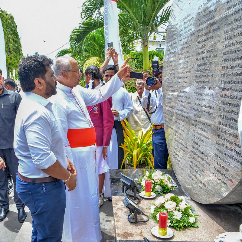 Sri Lankan President Anura Kumara Dissanayake at St. Sebastian's Church in Katuwapitiya, Negombo