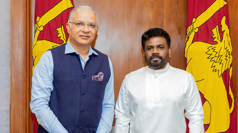 Indian High Commissioner Santosh Jha with Sri Lankan President Anura Kumara Dissanayake