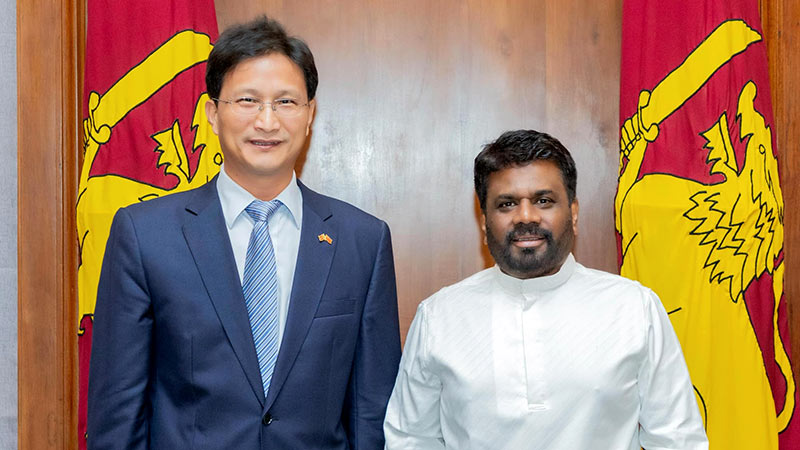 Chinese Ambassador Qi Zhennhong with Sri Lankan President Anura Kumara Dissanayake