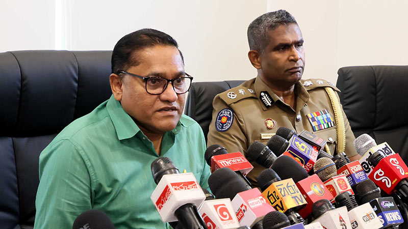 Public Security Minister Vijitha Herath with Acting Inspector General of Police (IGP) Priyantha Weerasooriya