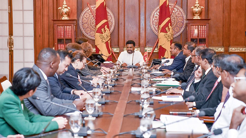 Sri Lankan President Anura Kumara Dissanayake with the IMF delegation