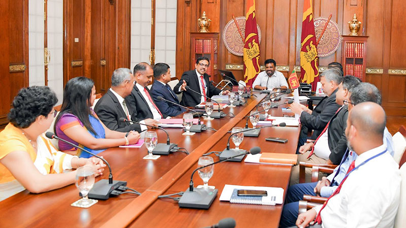 Sri Lankan President Anura Kumara Dissanayake with members of with members of the Sri Lanka Administrative Service Association (SLAS)