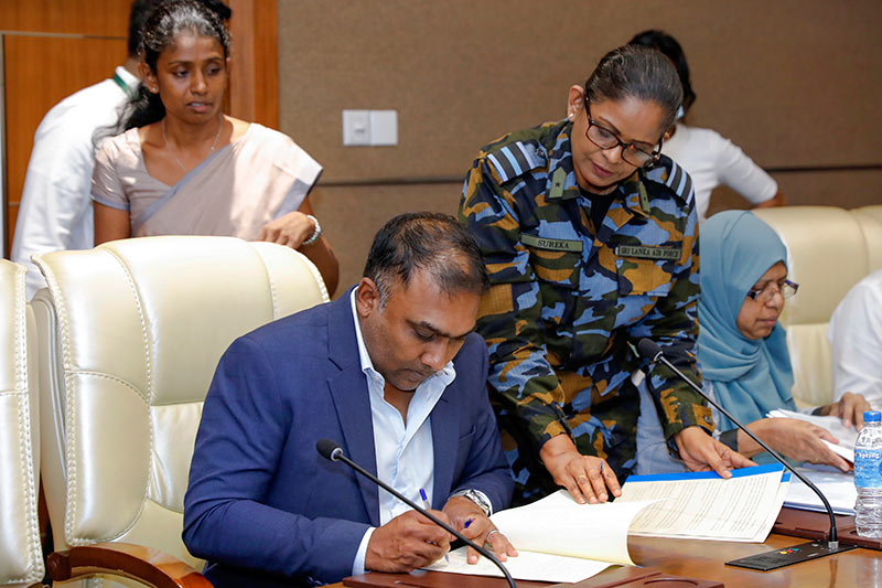 Mahela Jayawardene at the Defence Ministry during the MOU signing event