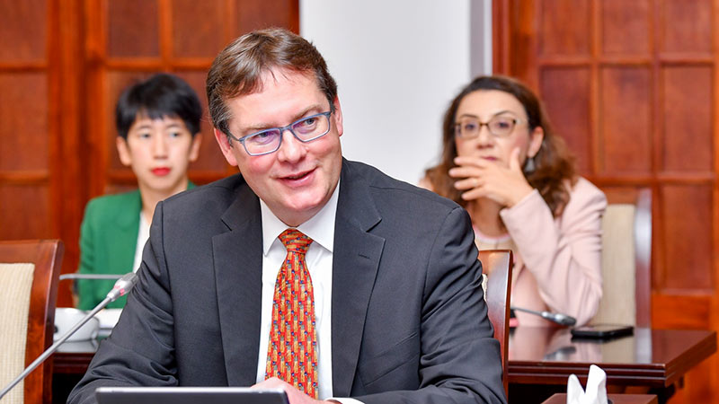 IMF Senior Mission Chief Peter Breuer attending the IMF's third review talks with Sri Lanka