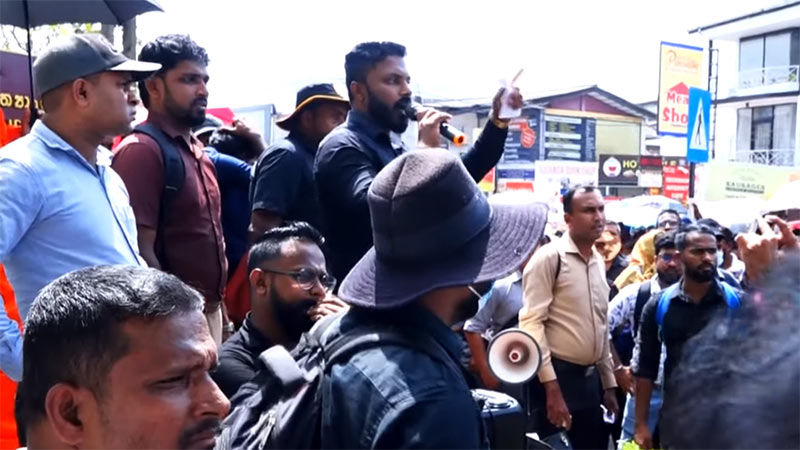 Development Officers protest in front of the Ministry of Education in Battaramulla, Sri Lanka