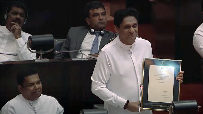 Sajith Premadasa presents educational certificates to Sri Lanka's Parliament