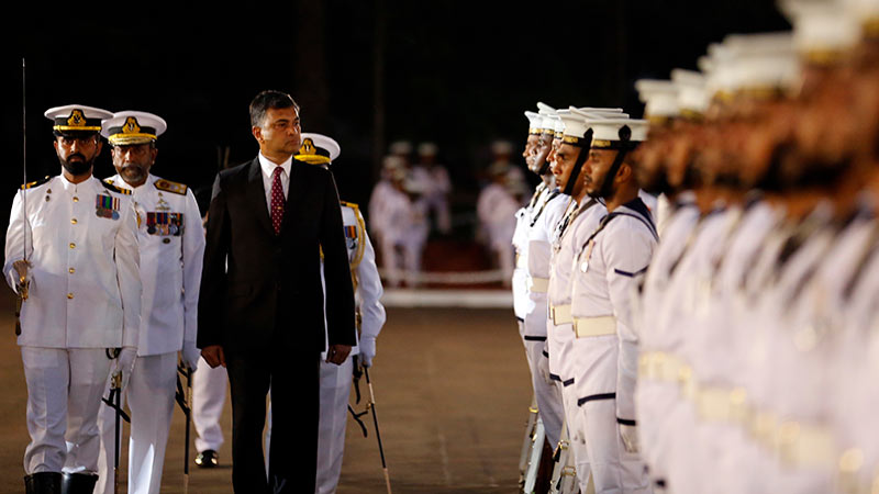 Sri Lanka Defence Secretary Air Vice Marshal Sampath Thuyacontha (Retd) at the Navy Passing Out Parade in Trincomalee