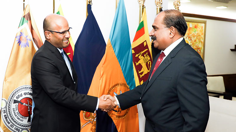 Sri Lanka’s Deputy Minister of Defence, Major General Aruna Jayasekara, and Indian Defence Advisor, Captain Anand Mukundan