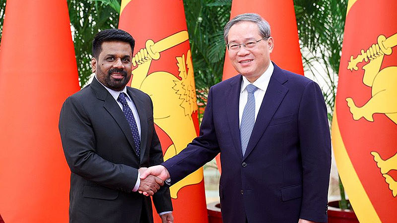 Sri Lankan President Anura Kumara Dissanayake with Chinese Premier Li Qiang