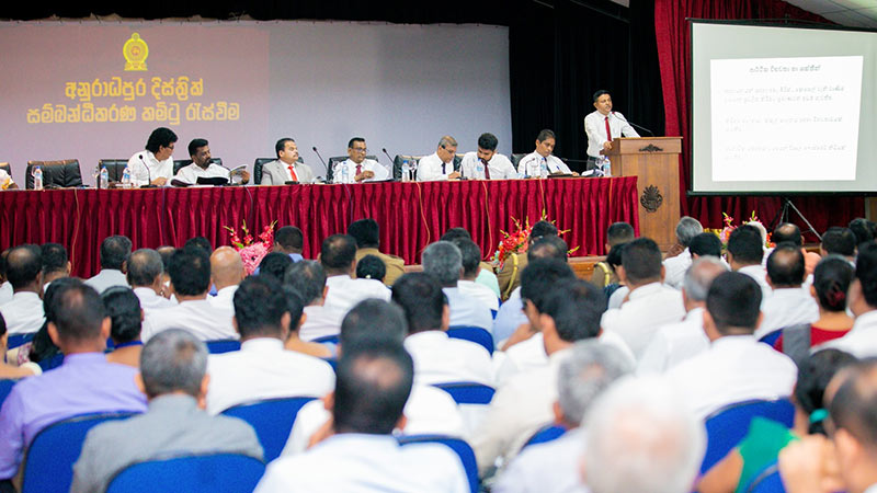 Sri Lankan President Anura Kumara Dissanayake with Minister Wasantha Samarasinghe at the Anuradhapura District Development Committee meeting