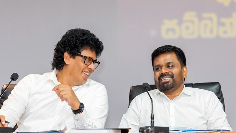 Sri Lankan President Anura Kumara Dissanayake with Minister Wasantha Samarasinghe at the Anuradhapura District Development Committee meeting