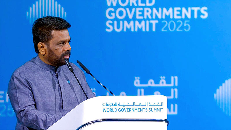 Sri Lankan President Anura Kumara Dissanayake speaks at World Governments Summit 2025, UAE