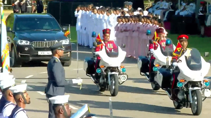 Sri Lankan President Anura Kumara Dissanayake arriving at the 77th National Independence Day celebration in Sri Lanka