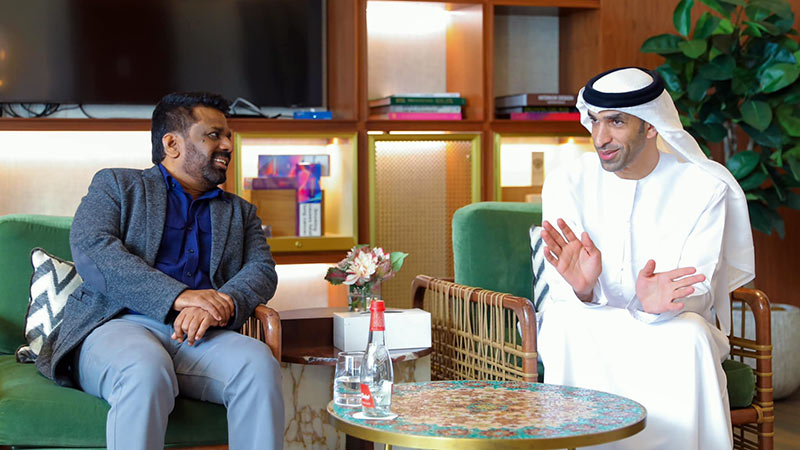 Sri Lankan President Anura Kumara Dissanayake arrives at Dubai International Airport for the World Governments Summit 2025, receiving a warm welcome from UAE officials