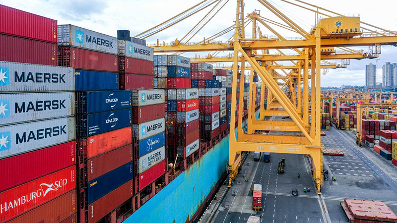 View of the Jaya Container Terminal (JCT) at Colombo Port, Sri Lanka