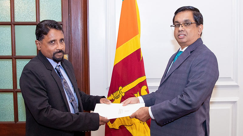 Prasanna Perera receiving his appointment letter as Director General of the President’s Media Division (PMD)