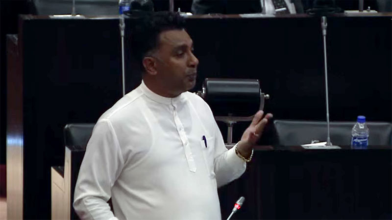 MP Rohana Bandara speaking during a session in the Parliament of Sri Lanka